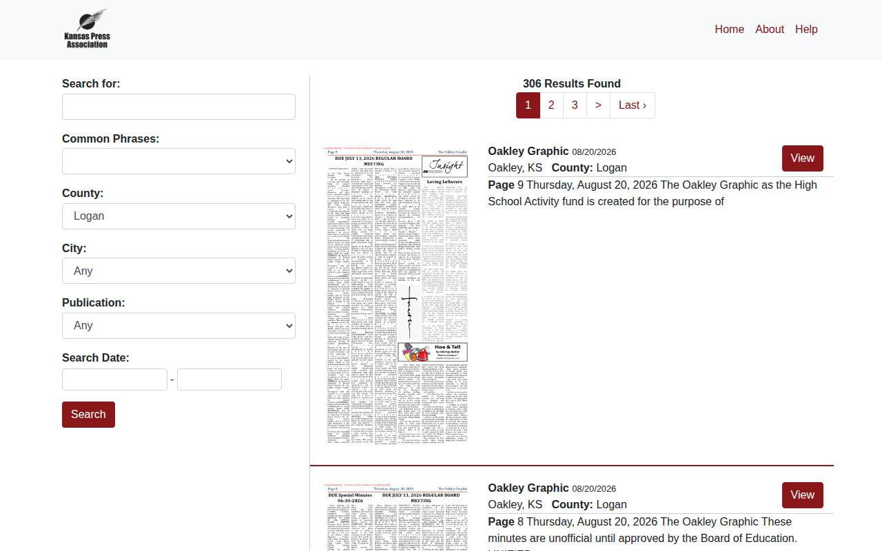 Logan County public notice search for local court and legal news records