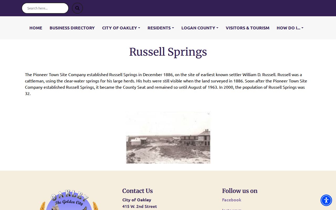 Official Russell Springs Kansas community and history page
